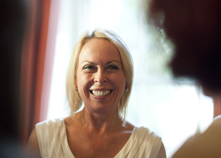 Olympic medal winning ice dancer Jayne Torvill smiling at the National Youth Theatre Reception for the play 'If Sophie Can'