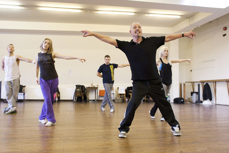 Director/Choreographer Alan Harding rehearses with the cast of 'Anton & Erin Let's Do It'