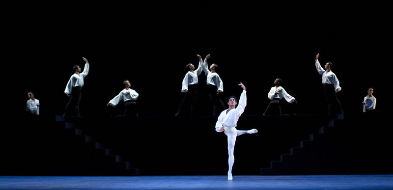 Yonah Acosta in Mazurka, part of Suite en blanc by English National Ballet