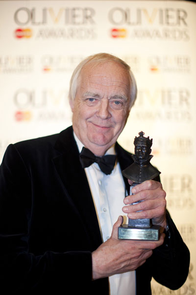 Sir Tim Rice backstage at the Royal Opera House with his Olivier Award