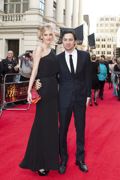 Taylor Bagley and Zach Braff at the 2012 Olivier Awards