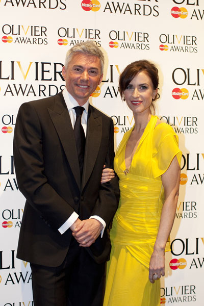 Olympic athelete Jonathan Edwards and actress Katherine Kelly at the Olivier Awards