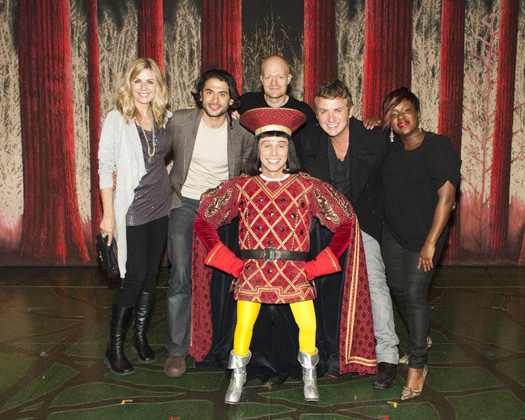 Glynis Barber, Marc Elliott, Jake Wood, Shane Ritchie, Tameka Empson with Neil McDermott in costume in the front row