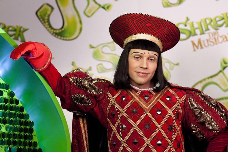 Actor Neil McDermott in the role of Lord Farquaad.