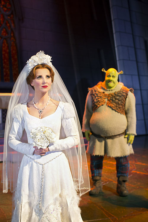 Shrek (Dean Chisnall) finally tells Princess Fiona (Carley Stenson) that he loves her.