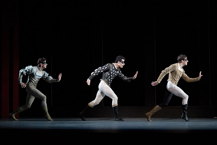 Piotr Stanczyk, Guillaume Côté and Robert Stephen in Romeo and Juliet at Sadler's Wells