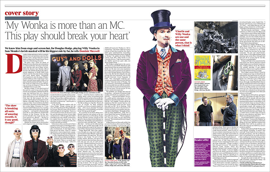 The Times Saturday Review featuring an article with Charlie and the Chocolate Factory's Douglas Hodge. 