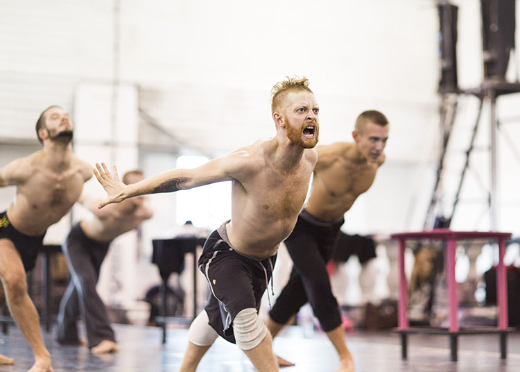 The swans reahersal for Matthew Bourne's Swan Lake