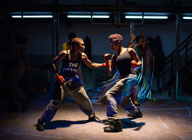 Cynthia Erivo and Jade Anouka spar in the boxing ring
