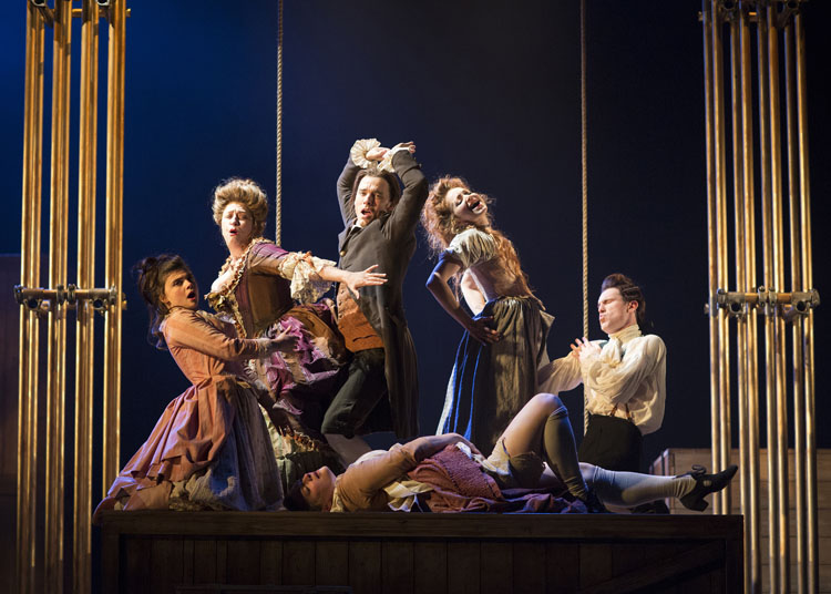 The full cast of  The Life and Times of Fanny Hill at Bristol Old Vic