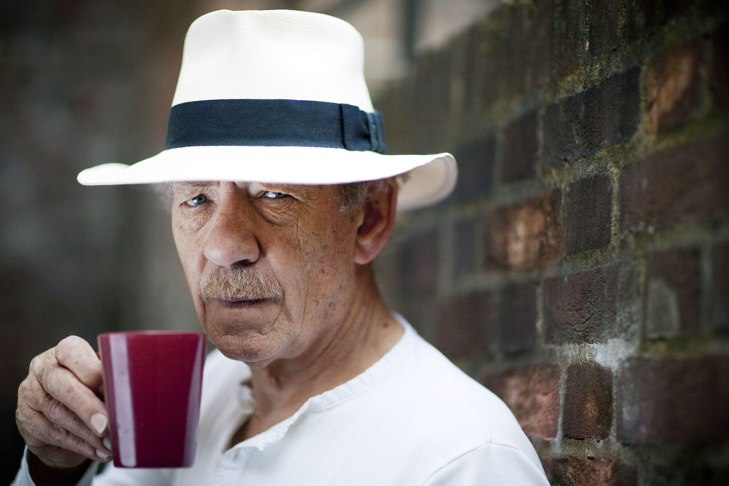 Portrait of Sir Ian McKellen during rehearsals for The Syndicate