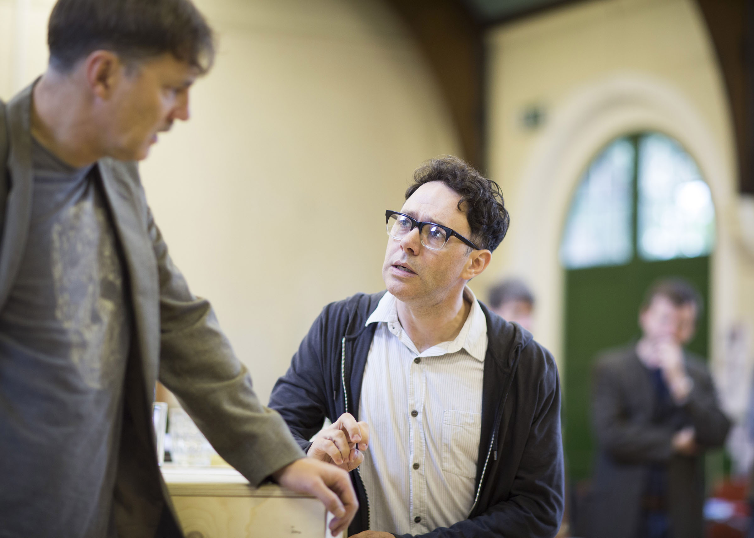 Reece Shearsmith (Syd) and David Morrissey (Harry) in rehearsals for Hangmen