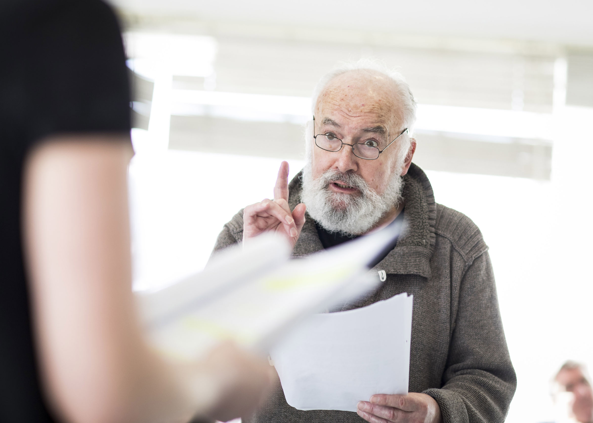 Pip Donaghy in rehearsals for the 'Lottery of Love' at The Orange Tree Theatre 