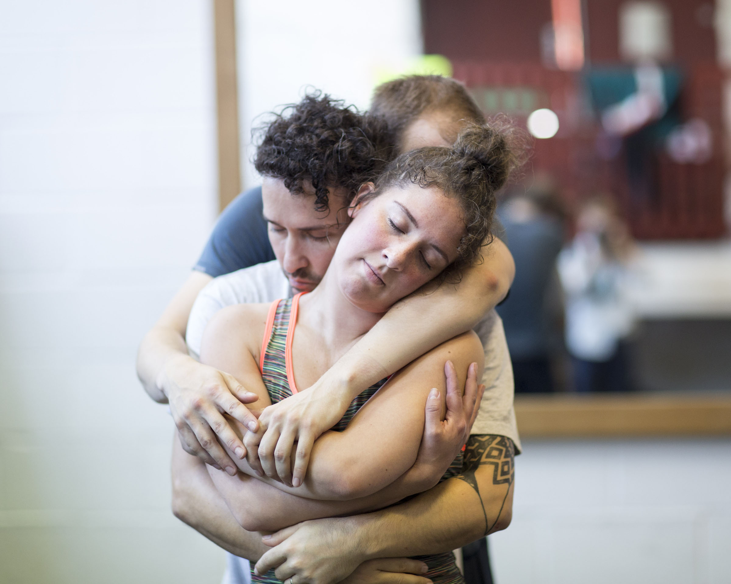 Natalie Casey and Richard Mylan in rehearsals for Frantic Assembly