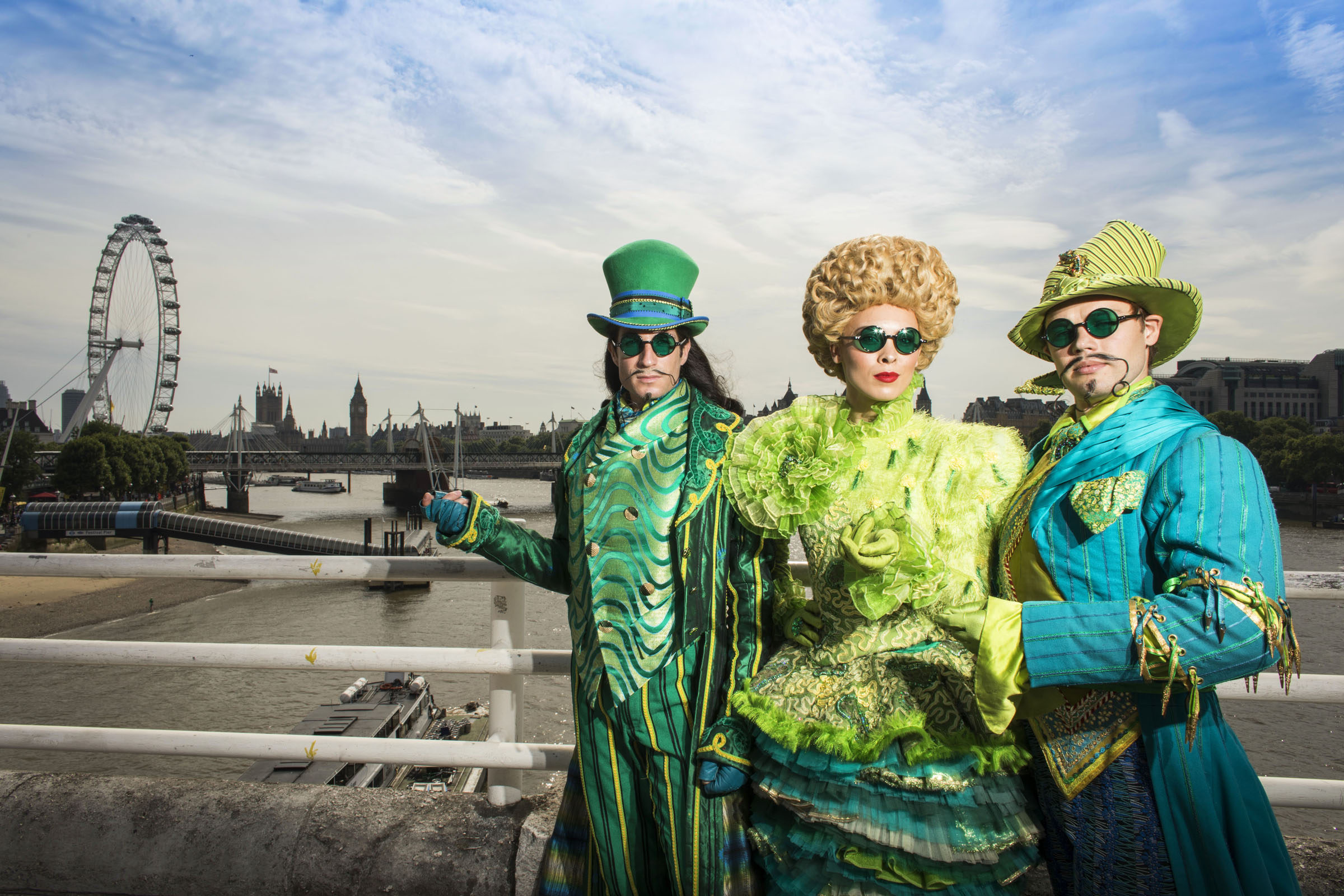 Wicked the Musical cast members overlooking the Thames