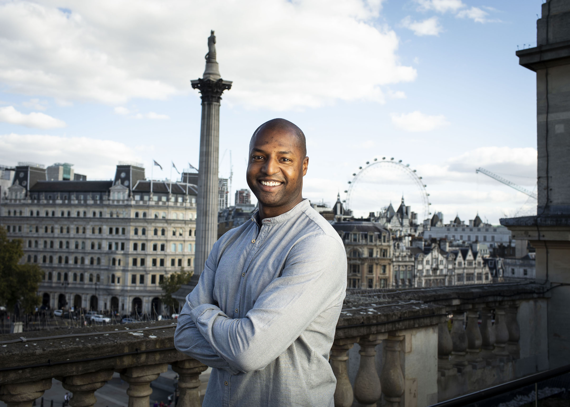 Jonathan Andrew Hume with the London skyline behind him