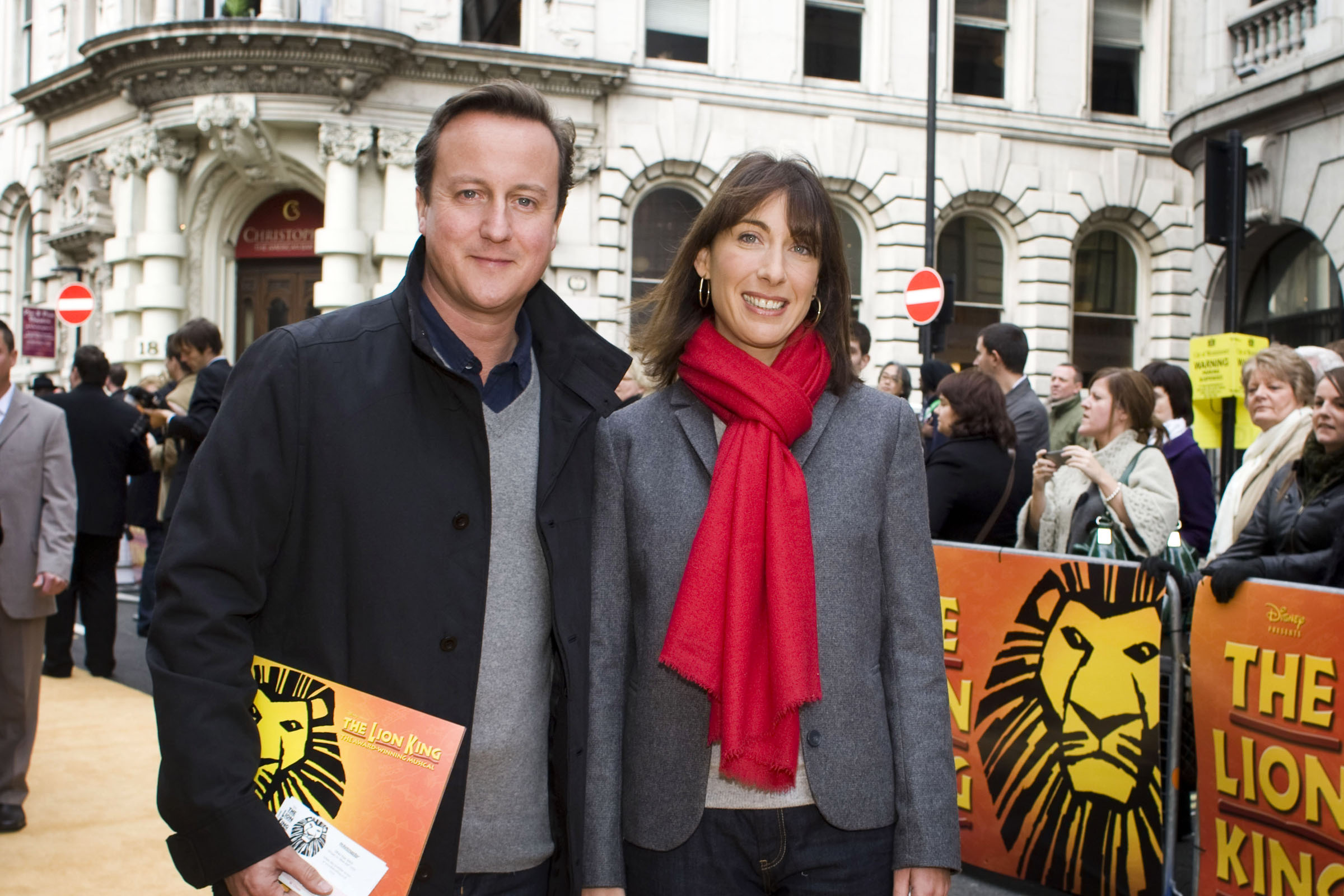 David Cameron and Wife Samantha Cameron attend the 10th Anniversary showing of The Lion King at the Lyceum Theatre in London
