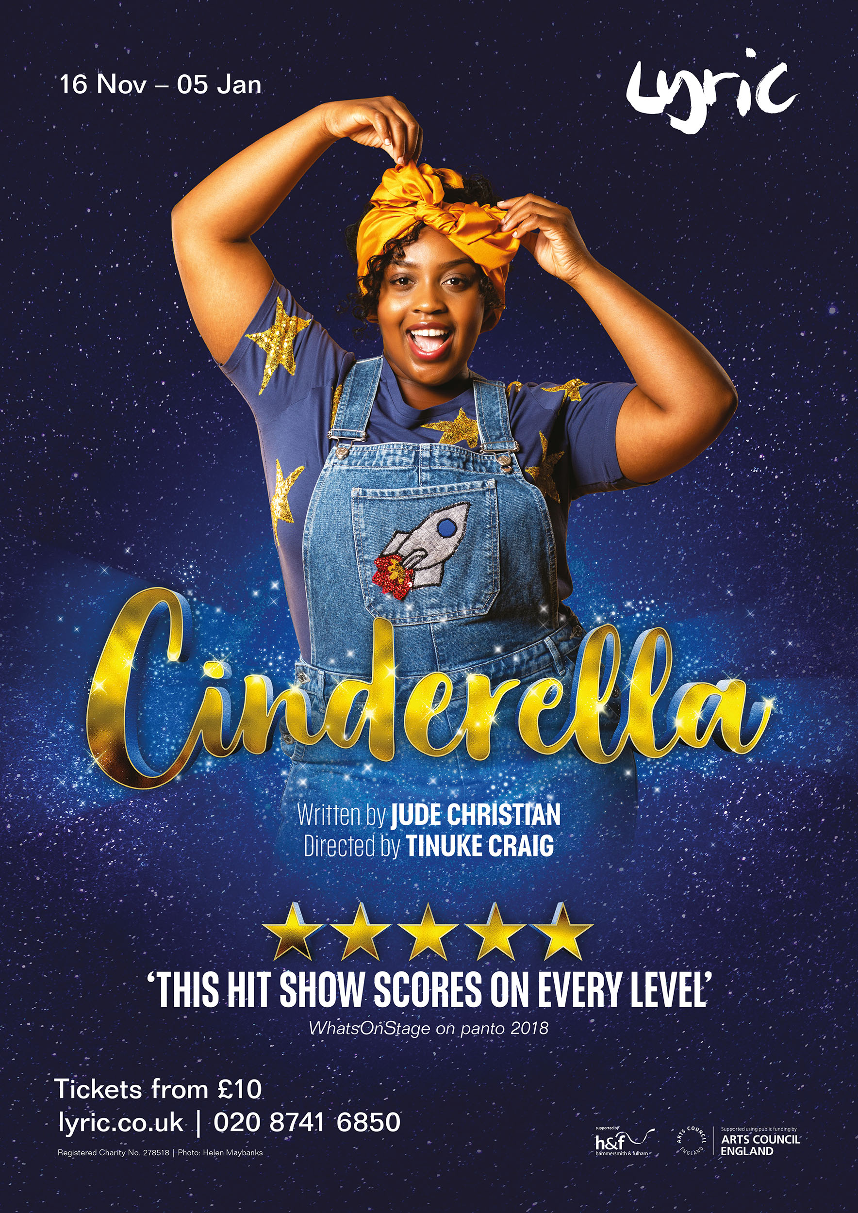 Poster of Timmika Ramsay as Cinderella for the Lyric Hammersmith's panto. Photography copyright Helen Maybanks 2019