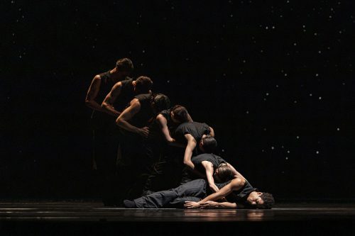 Marcelino Sambe and the cast in 'Solo Echo', part of '21st Century Choreographers' at The Royal Opera House