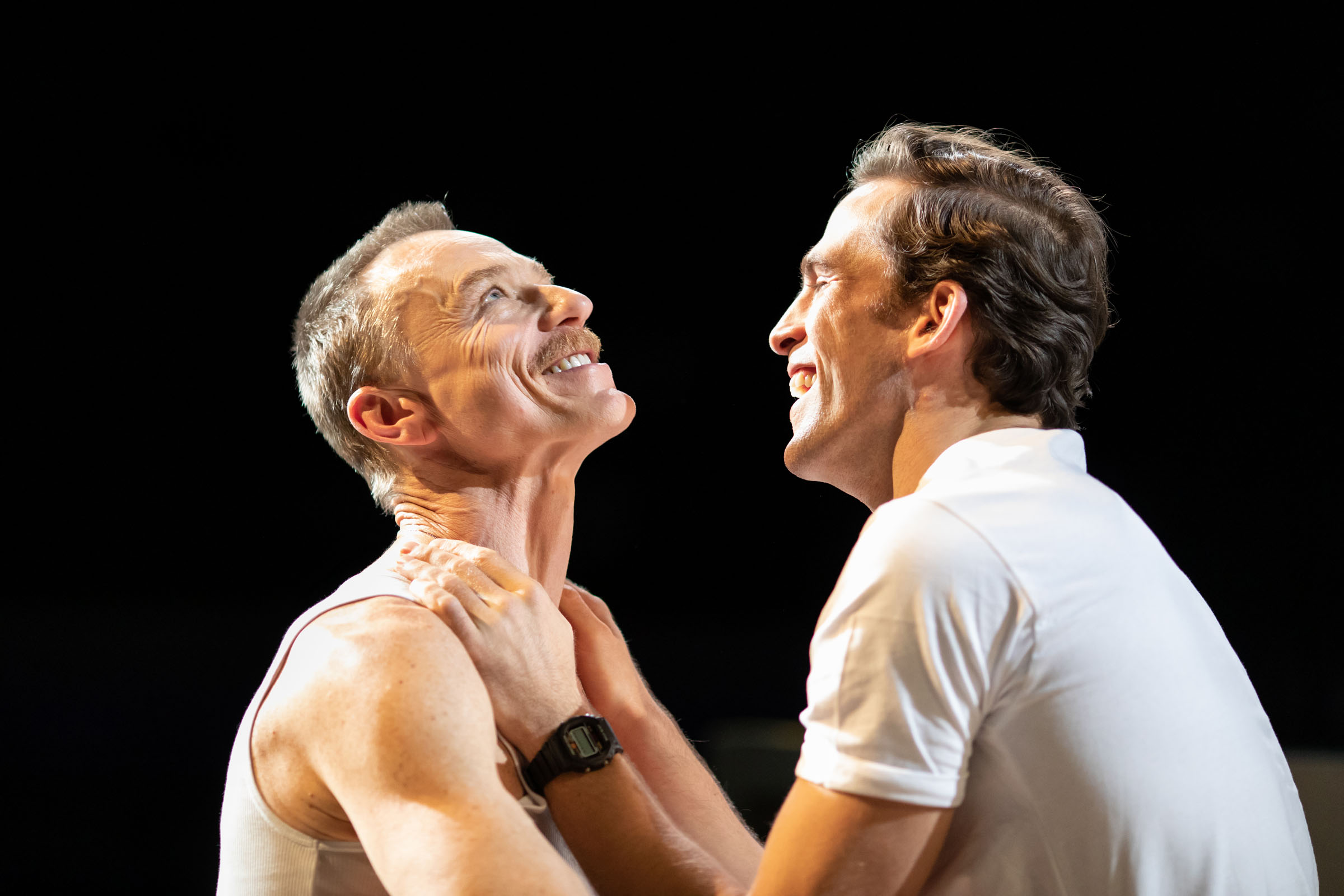 Ben Daniels (Ned Weeks) and Dino Fetscher (Felix Turner) in The Normal Heart at the National Theatre
